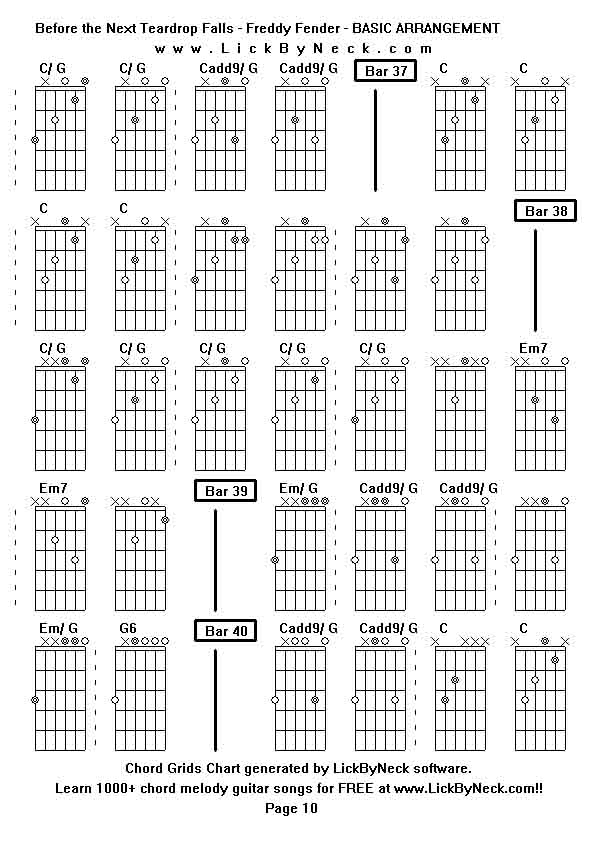 Chord Grids Chart of chord melody fingerstyle guitar song-Before the Next Teardrop Falls - Freddy Fender - BASIC ARRANGEMENT,generated by LickByNeck software.